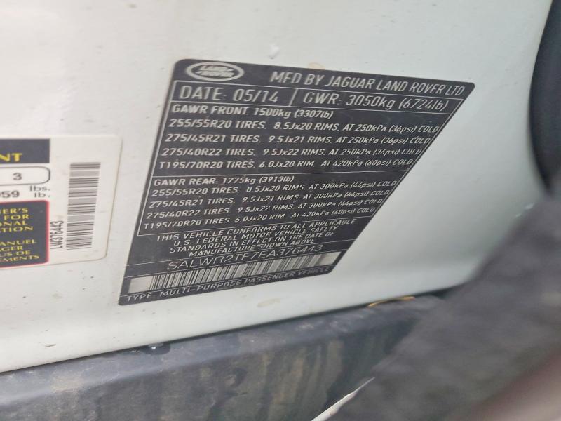 Aukcja sprzedaży 2014 Land Rover Range Rove, vin: SALWR2TF7EA376443, numer aukcji: 72220455