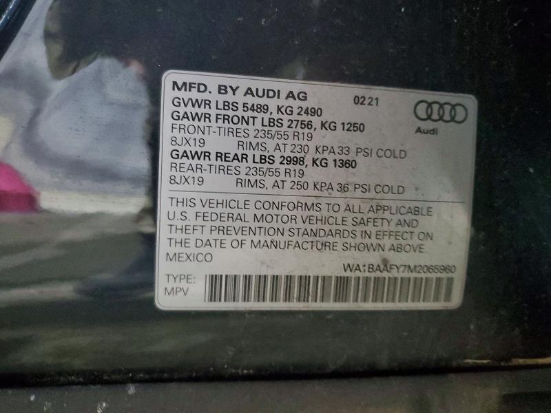 Aukcja sprzedaży 2021 Audi Q5, vin: WA1BAAFY7M2065960, numer aukcji: 73075605