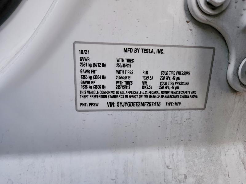 Продажа на аукционе авто 2021 Tesla Model Y, vin: 5YJYGDEE2MF297418, номер лота: 98994185