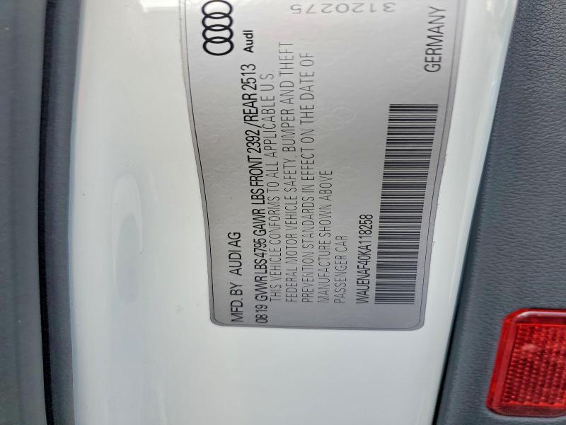 Aukcja sprzedaży 2019 Audi A4 Premium, vin: WAUENAF40KA118258, numer aukcji: 73036735