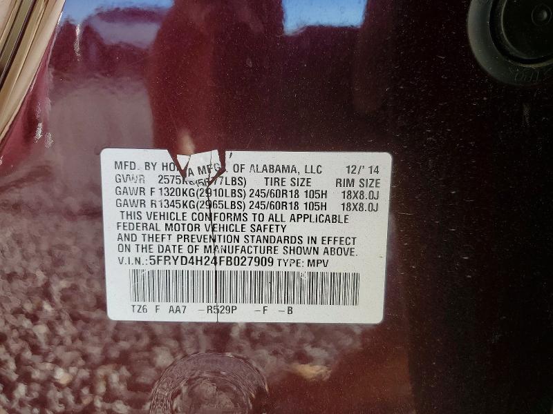 2015 Acura Mdx მანქანა იყიდება აუქციონზე, vin: 5FRYD4H24FB027909, აუქციონის ნომერი: 99745435