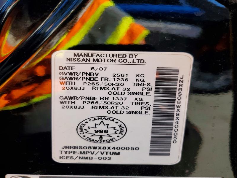 Продажа на аукционе авто 2008 Infiniti Fx45, vin: JNRBS08WX8X400050, номер лота: 73283325