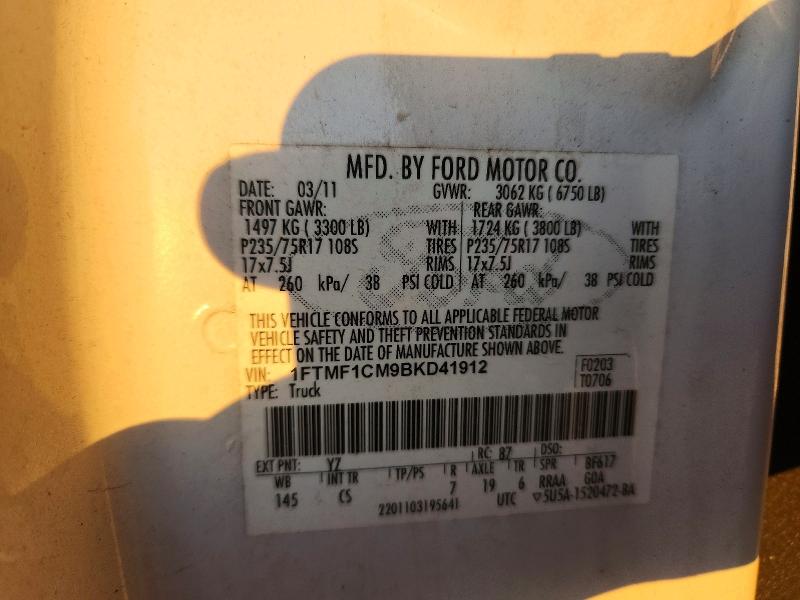 Продажа на аукционе авто 2011 Ford F150, vin: 1FTMF1CM9BKD41912, номер лота: 73047955