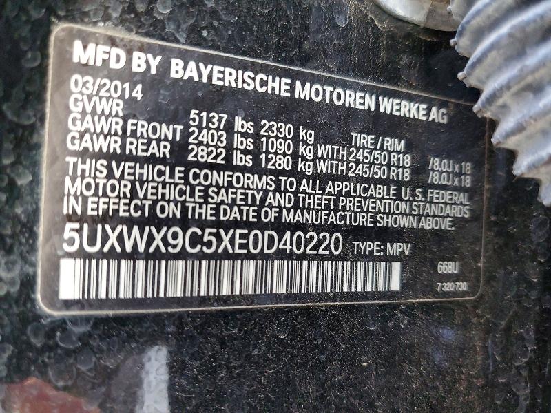 Продаж на аукціоні авто 2014 Bmw X3, vin: 5UXWX9C5XE0D40220, номер лоту: 98431075