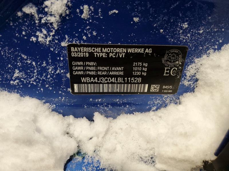 2020 Bmw 430xi მანქანა იყიდება აუქციონზე, vin: WBA4J3C04LBL11528, აუქციონის ნომერი: 74666155
