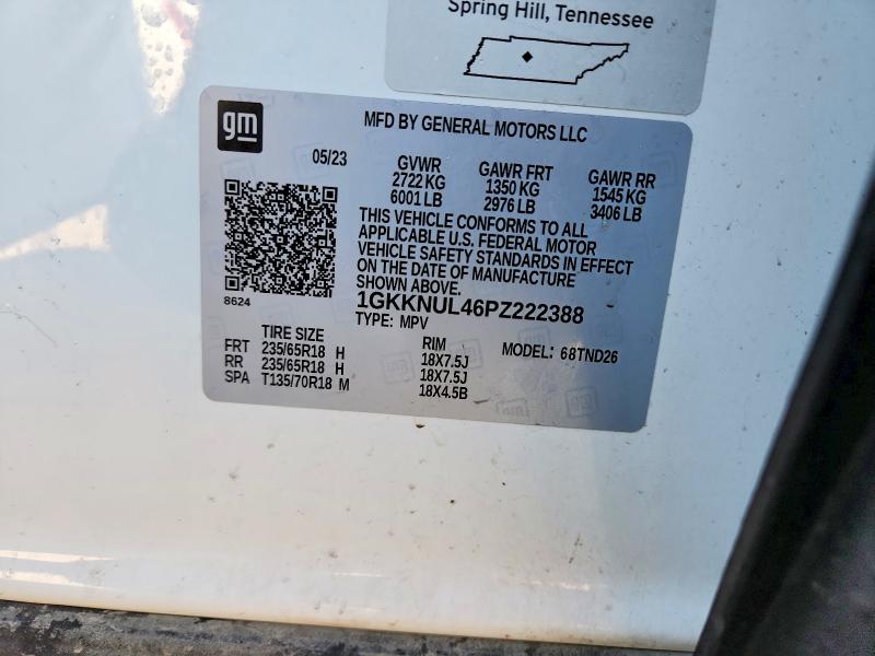 73210605 :رقم المزاد ، 1GKKNUL46PZ222388 vin ، 2023 Gmc Acadia Slt مزاد بيع