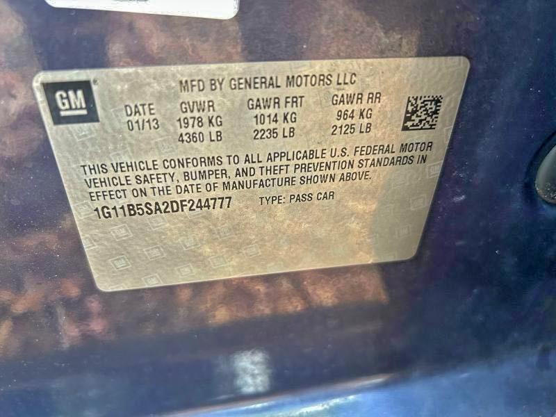 Продажа на аукционе авто 2013 Chevrolet Malibu Ls, vin: 1G11B5SA2DF244777, номер лота: 73973415