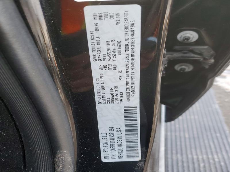 Aukcja sprzedaży 2020 Ram 1500, vin: 1C6SRFJT4LN371994, numer aukcji: 73831735