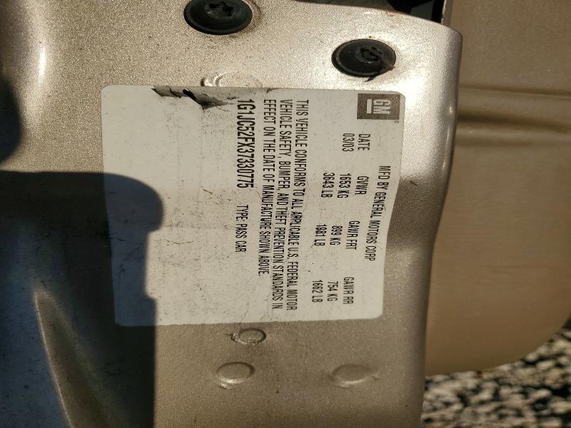 2003 Chevrolet Cavalier მანქანა იყიდება აუქციონზე, vin: 1G1JC52FX37330775, აუქციონის ნომერი: 73260985