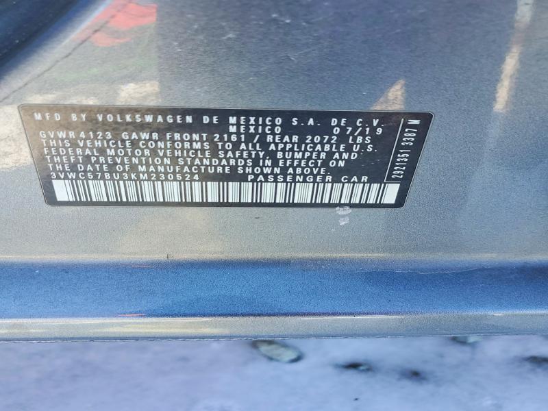 74646115 :رقم المزاد ، 3VWC57BU3KM230524 vin ، 2019 Volkswagen Jetta مزاد بيع