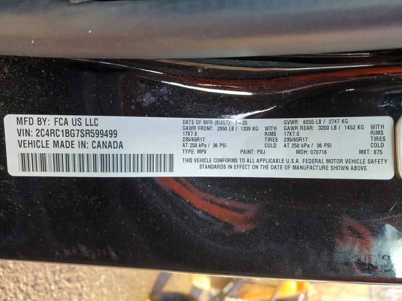 Aukcja sprzedaży 2025 Chrysler Pacifica, vin: 2C4RC1BG7SR599499, numer aukcji: 73433105