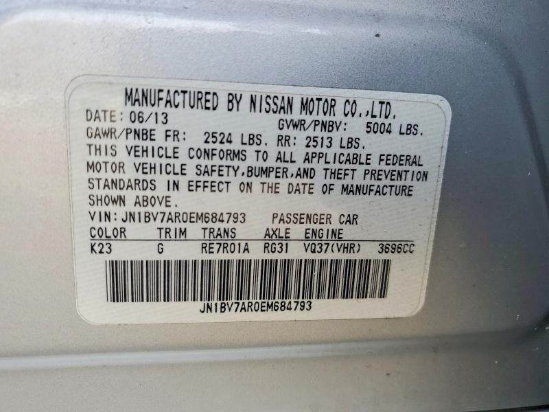 Продаж на аукціоні авто 2014 Infiniti Q50, vin: JN1BV7AR0EM684793, номер лоту: 74090235