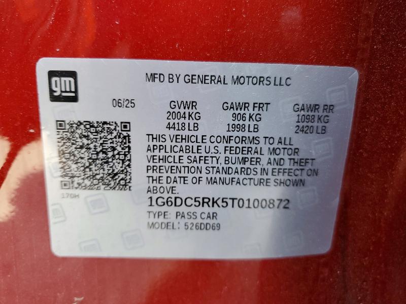 2026 Cadillac Ct4 მანქანა იყიდება აუქციონზე, vin: 1G6DC5RK5T0100872, აუქციონის ნომერი: 75279925
