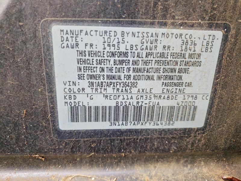 Aukcja sprzedaży 2015 Niss Sentra, vin: 3N1AB7APXFY364382, numer aukcji: 74501805