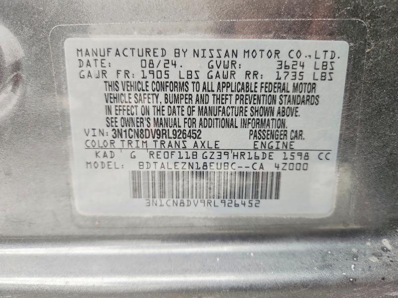 Aukcja sprzedaży 2024 Nissan Versa, vin: 3N1CN8DV9RL926452, numer aukcji: 75016075