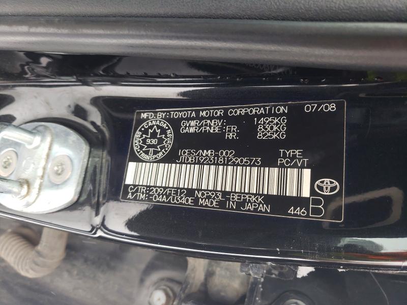 2008 Toyota Yaris მანქანა იყიდება აუქციონზე, vin: JTDBT923181290573, აუქციონის ნომერი: 74969255