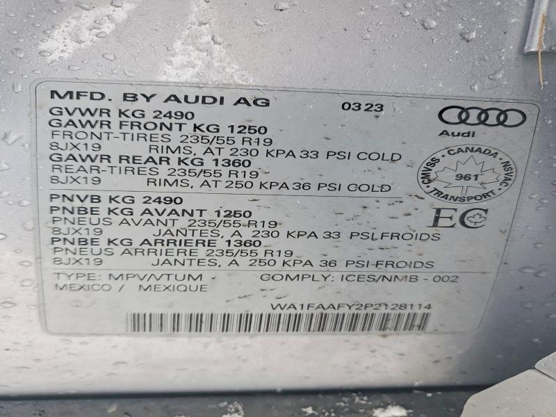 Продаж на аукціоні авто 2023 Audi Q5, vin: WA1FAAFY2P2128114, номер лоту: 72174015