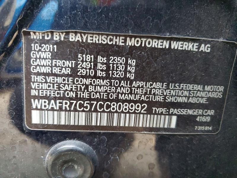 Продаж на аукціоні авто 2012 Bmw 535, vin: WBAFR7C57CC808992, номер лоту: 74114515