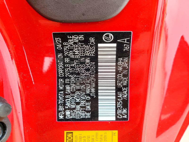 72685775 :رقم المزاد ، JTHMPAAY2PA107674 vin ، 2023 Lexus Lc 500 مزاد بيع