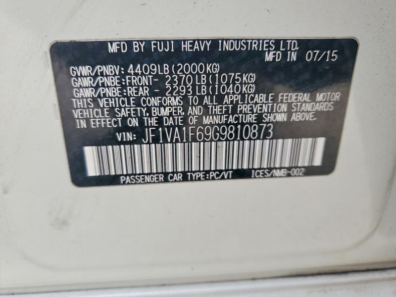 Aukcja sprzedaży 2016 Subaru Wrx Premiu, vin: JF1VA1F69G9810873, numer aukcji: 99753465