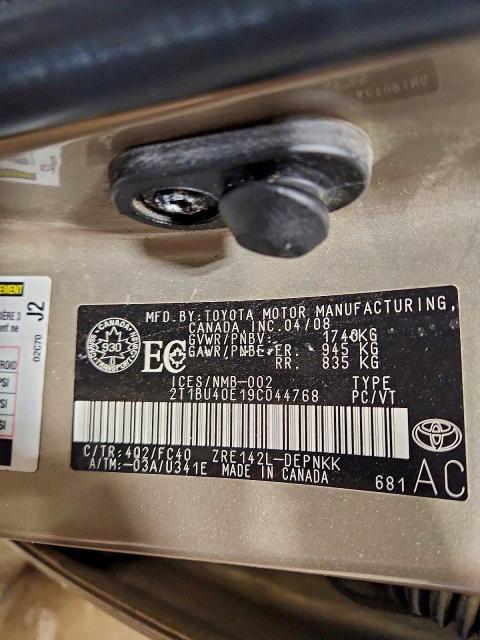 Aukcja sprzedaży 2009 Toyota Corolla, vin: 2T1BU40E19C044768, numer aukcji: 73416265