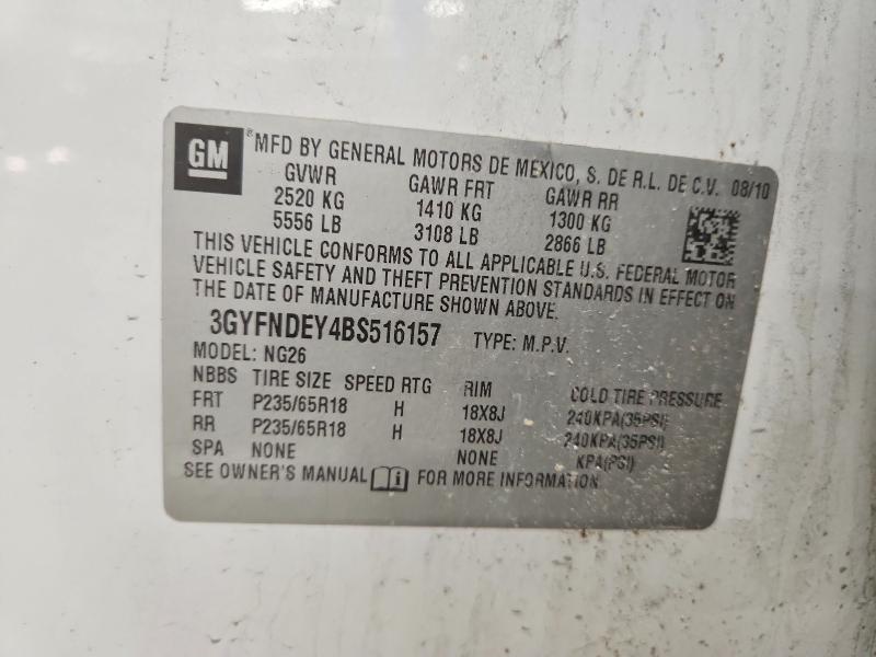 75545205 :رقم المزاد ، 3GYFNDEY4BS516157 vin ، 2011 Cadillac Srx مزاد بيع