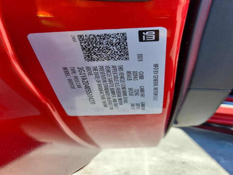 74213075 :رقم المزاد ، 1G1YA2D40S5104270 vin ، 2025 Chevrolet Corvette مزاد بيع