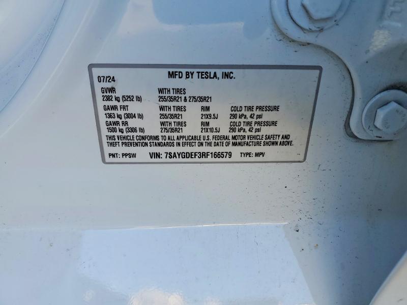 99717975 :رقم المزاد ، 7SAYGDEF3RF166579 vin ، 2024 Tesla Model Y مزاد بيع