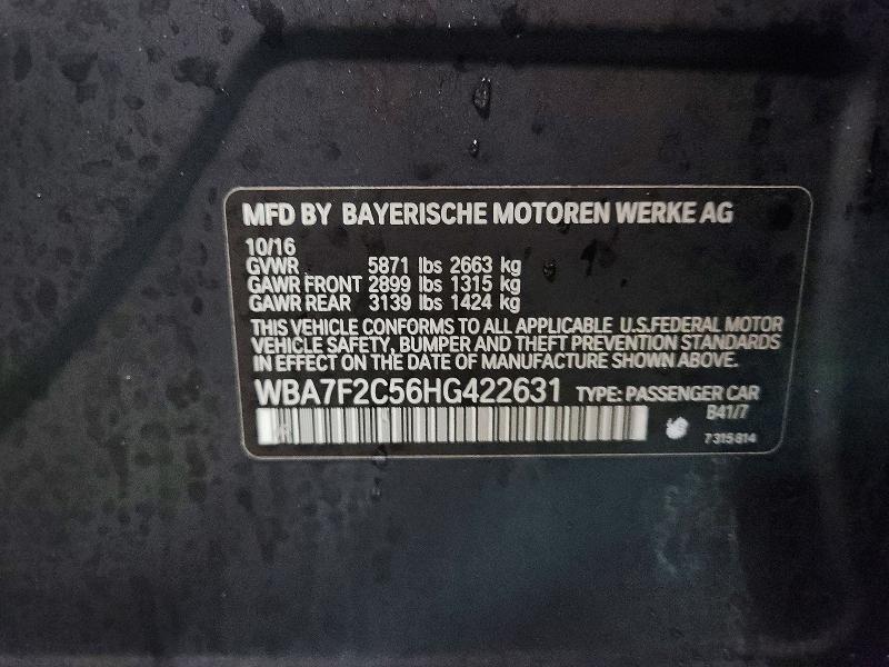 Aukcja sprzedaży 2017 Bmw 750, vin: WBA7F2C56HG422631, numer aukcji: 99888375