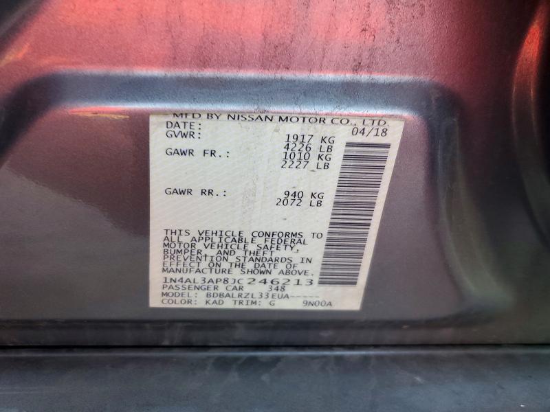 2018 Nissan Altima მანქანა იყიდება აუქციონზე, vin: 1N4AL3AP8JC246213, აუქციონის ნომერი: 98846905