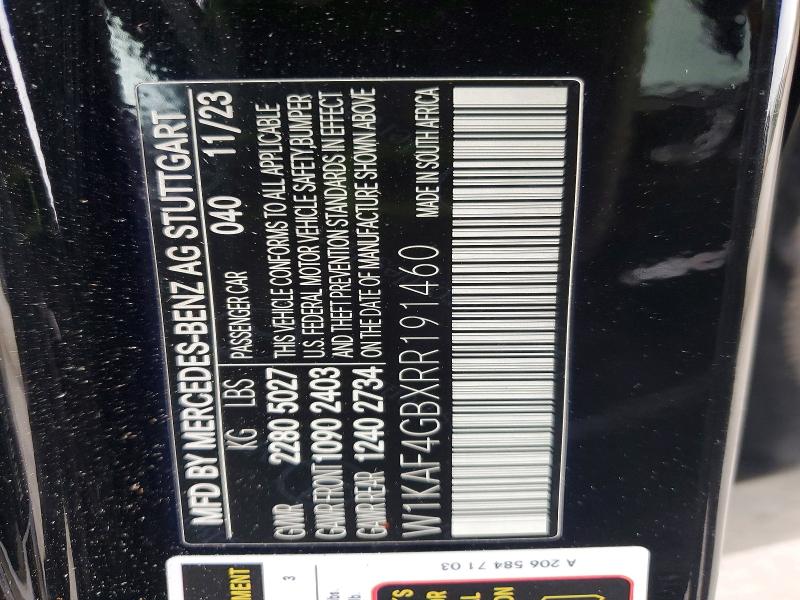 Aukcja sprzedaży 2024 Mercedes-benz C, vin: W1KAF4GBXRR191460, numer aukcji: 75287105