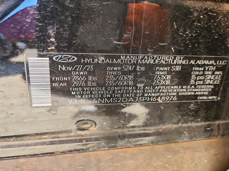 75081465 :رقم المزاد ، 5NMS2DAJ3PH648976 vin ، 2023 Hyundai Santa Fe مزاد بيع