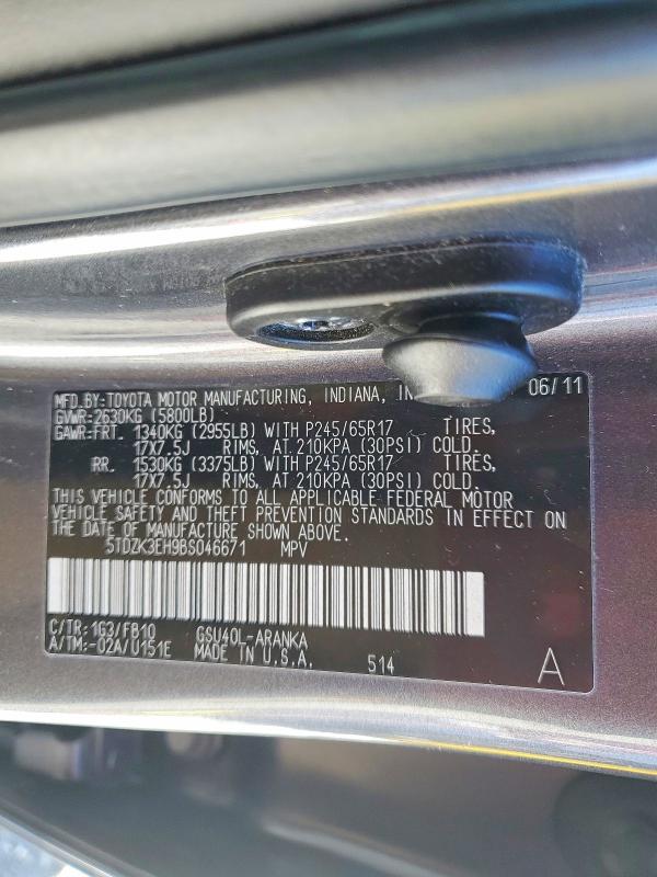 Aukcja sprzedaży 2011 Toyota Highlander, vin: 5TDZK3EH9BS046671, numer aukcji: 98446945