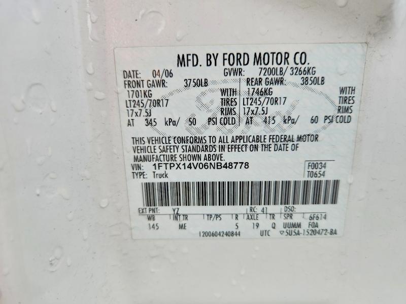 Продаж на аукціоні авто 2006 Ford F150, vin: 1FTPX14V06NB48778, номер лоту: 98155555