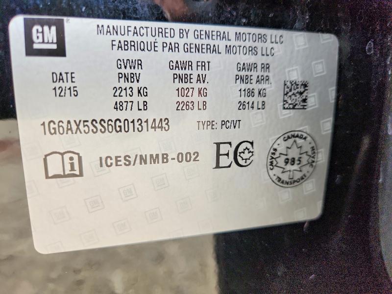 Aukcja sprzedaży 2016 Cadillac Cts, vin: 1G6AX5SS6G0131443, numer aukcji: 74910205