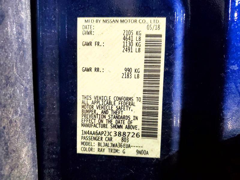 2018 Nissan Maxima მანქანა იყიდება აუქციონზე, vin: 1N4AA6AP2JC388726, აუქციონის ნომერი: 97324325