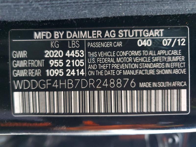 72432345 :رقم المزاد ، WDDGF4HB7DR248876 vin ، 2013 Mercedes-benz C مزاد بيع