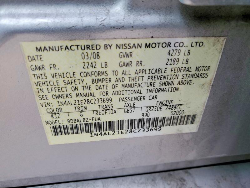 74539205 :رقم المزاد ، 1N4AL21E28C233699 vin ، 2008 Nissan Altima مزاد بيع