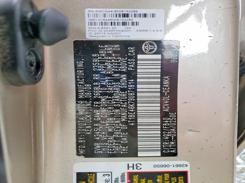 73917035 :رقم المزاد ، 4T1BE46K79U871814 vin ، 2009 Toyota Camry مزاد بيع