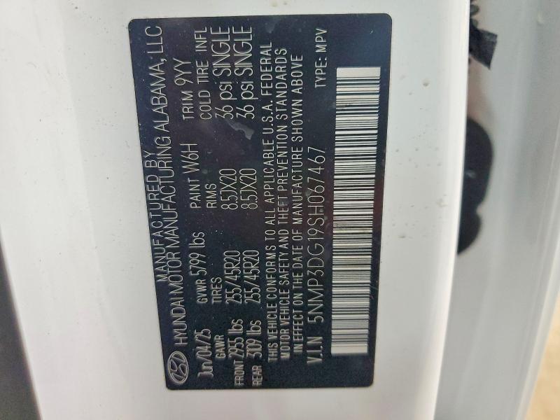 Продаж на аукціоні авто 2025 Hyundai Santa Fe L, vin: 5NMP3DG19SH067467, номер лоту: 73339585