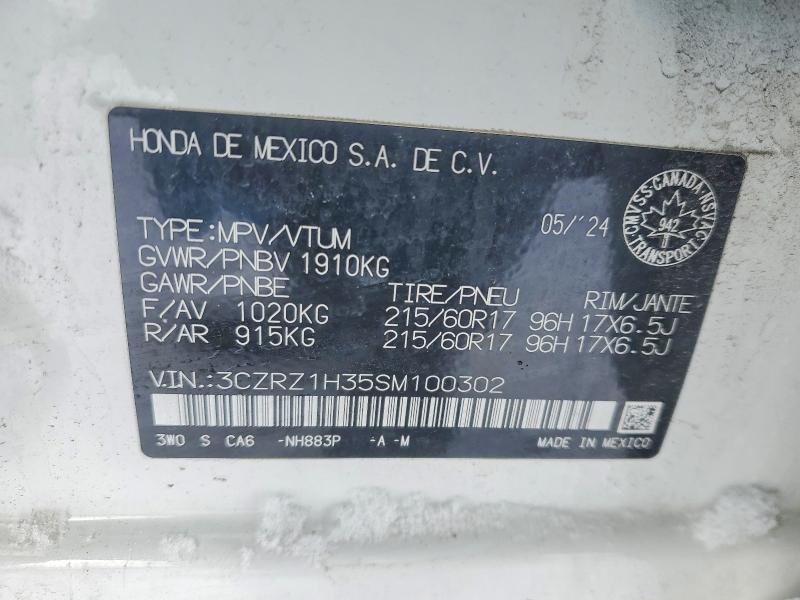Aukcja sprzedaży 2025 Honda Hr-v, vin: 3CZRZ1H35SM100302, numer aukcji: 75224855