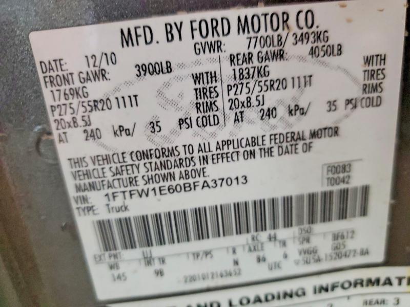 Aukcja sprzedaży 2011 Ford F150, vin: 1FTFW1E60BFA37013, numer aukcji: 99120865