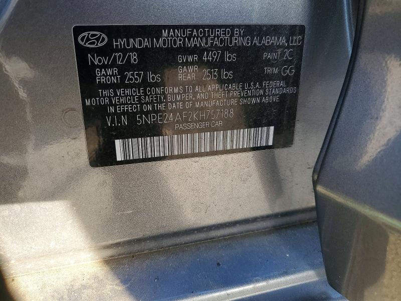 Продаж на аукціоні авто 2019 Hyundai Sonata, vin: 5NPE24AF2KH757188, номер лоту: 73835135
