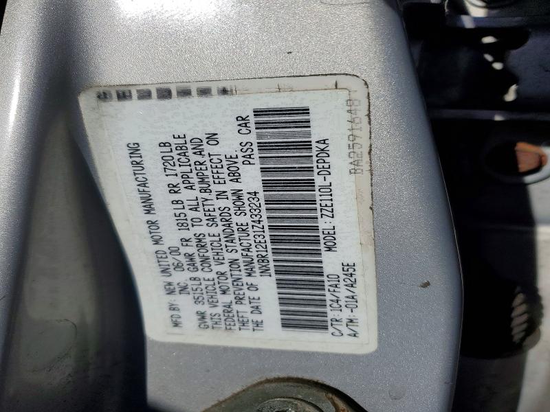 2001 Toyota Corolla Ce მანქანა იყიდება აუქციონზე, vin: 1NXBR12E31Z433234, აუქციონის ნომერი: 73315215