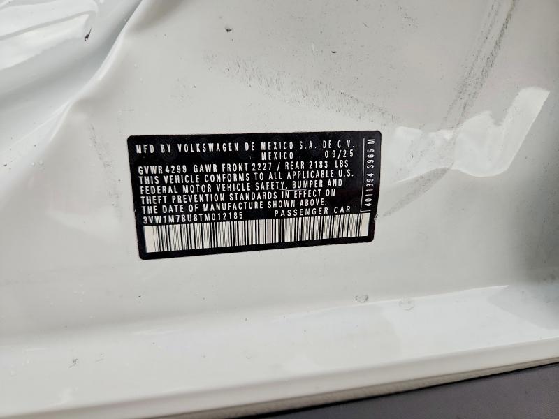 72275145 :رقم المزاد ، 3VW1M7BU8TM012185 vin ، 2026 Volkswagen Jetta مزاد بيع