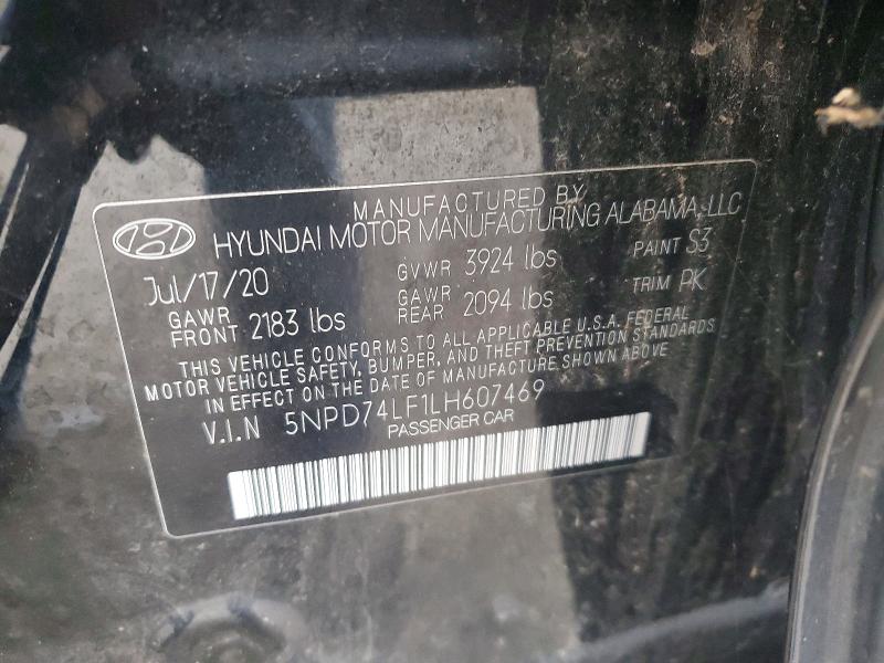 Aukcja sprzedaży 2020 Hyundai Elantra, vin: 5NPD74LF1LH607469, numer aukcji: 99456065