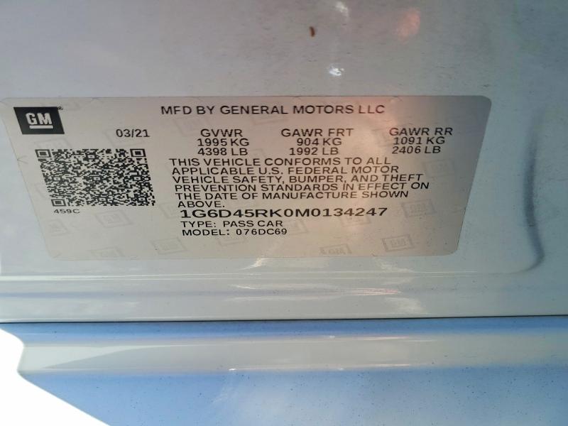 2021 Cadillac Ct4 მანქანა იყიდება აუქციონზე, vin: 1G6D45RK0M0134247, აუქციონის ნომერი: 72796595