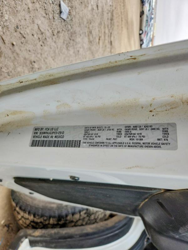 79659675 :رقم المزاد ، 3C6MRVJG3PE512912 vin ، 2023 Ram Promaster 3500 مزاد بيع