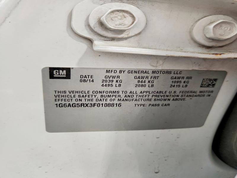 Продаж на аукціоні авто 2015 Cadillac Ats, vin: 1G6AG5RX3F0108816, номер лоту: 98917625