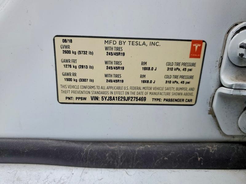 Продажа на аукционе авто 2018 Tesla Model S, vin: 5YJSA1E29JF275469, номер лота: 98885875